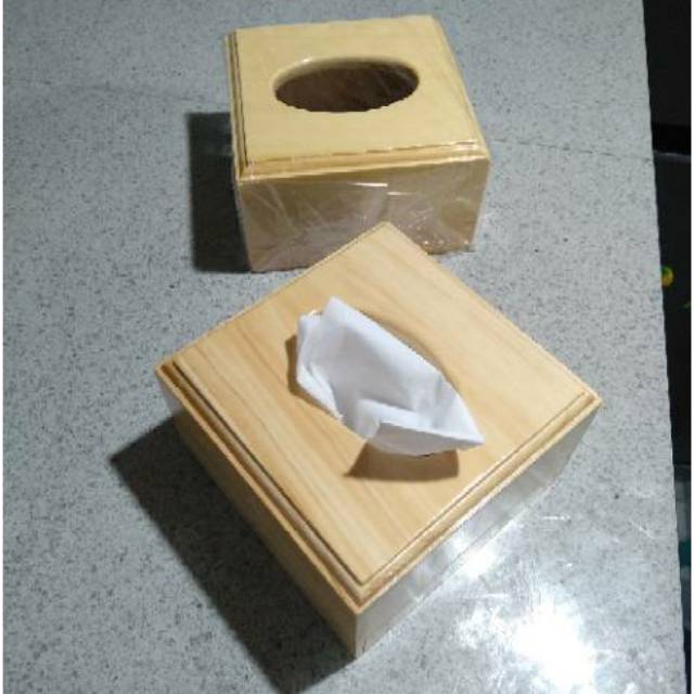 Kotak Tisu Kayu / Tempat Tisu Warna Natural 14 x 14 x 8 / Box Tissue (hi grade)