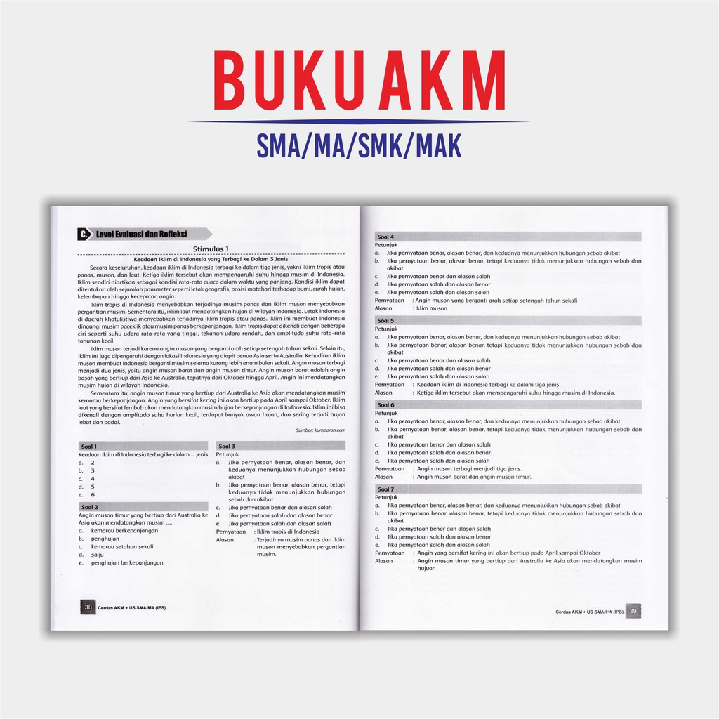 Buku Akm SMA : Tepat Tuntas Aksi Ma-Cerdas Akm + US SMA IPA/IPS-Smart Asesmen Nasional SMA/MA-5