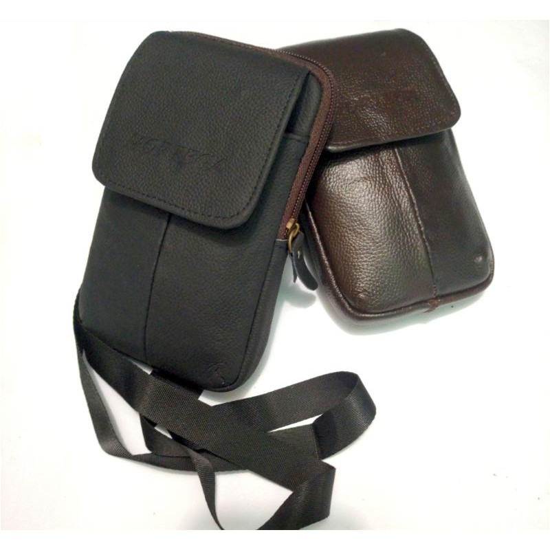 sarung HP kulit asli double plus selempang