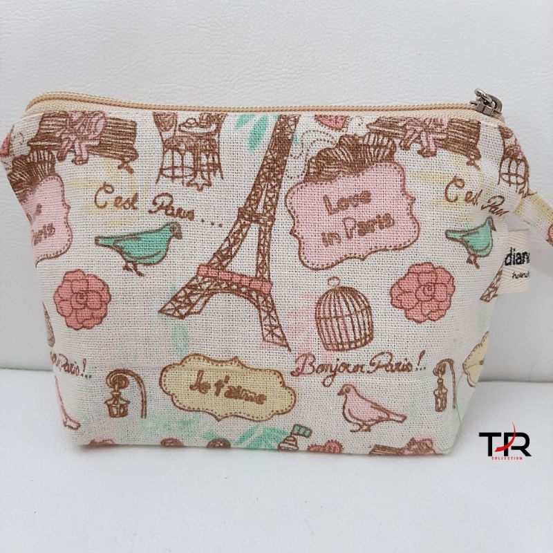 Pouch make up / pouch alat tulis / tempat pensil / pouch shabby / pouch motif eiffel