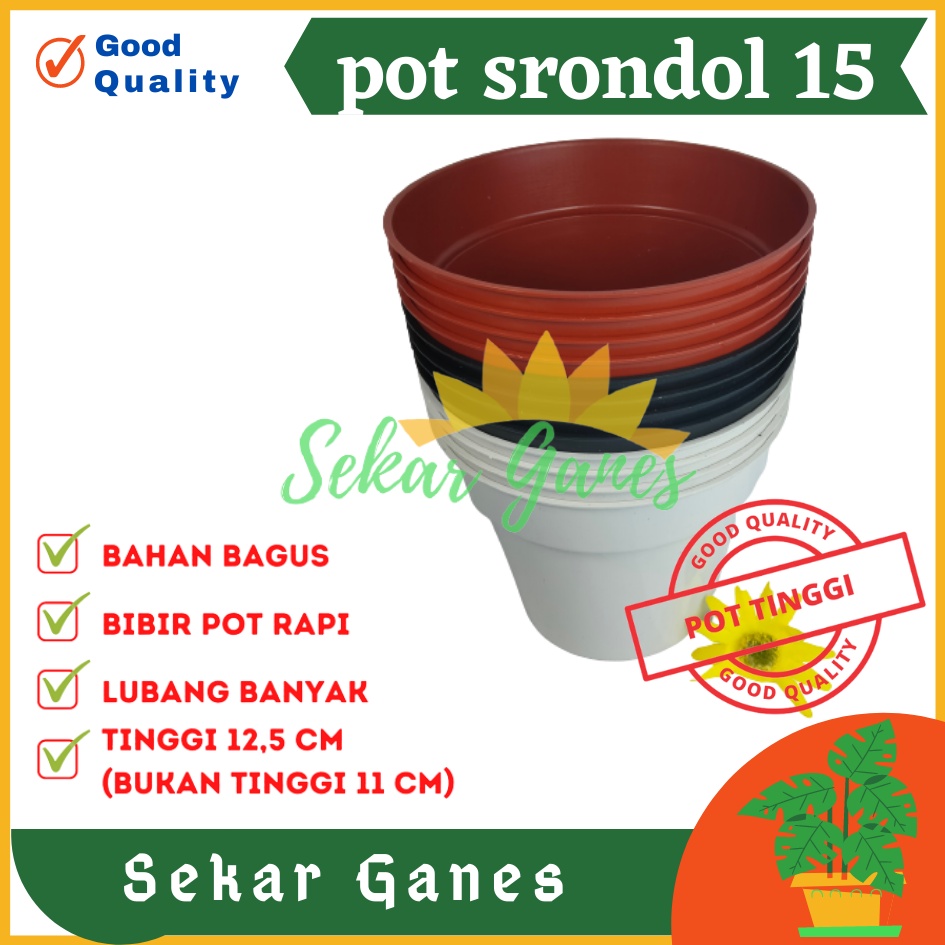 TERMURAH Pot bunga tanaman plastik HITAM 15cm (POT TINGGI) - POLOS HITAM