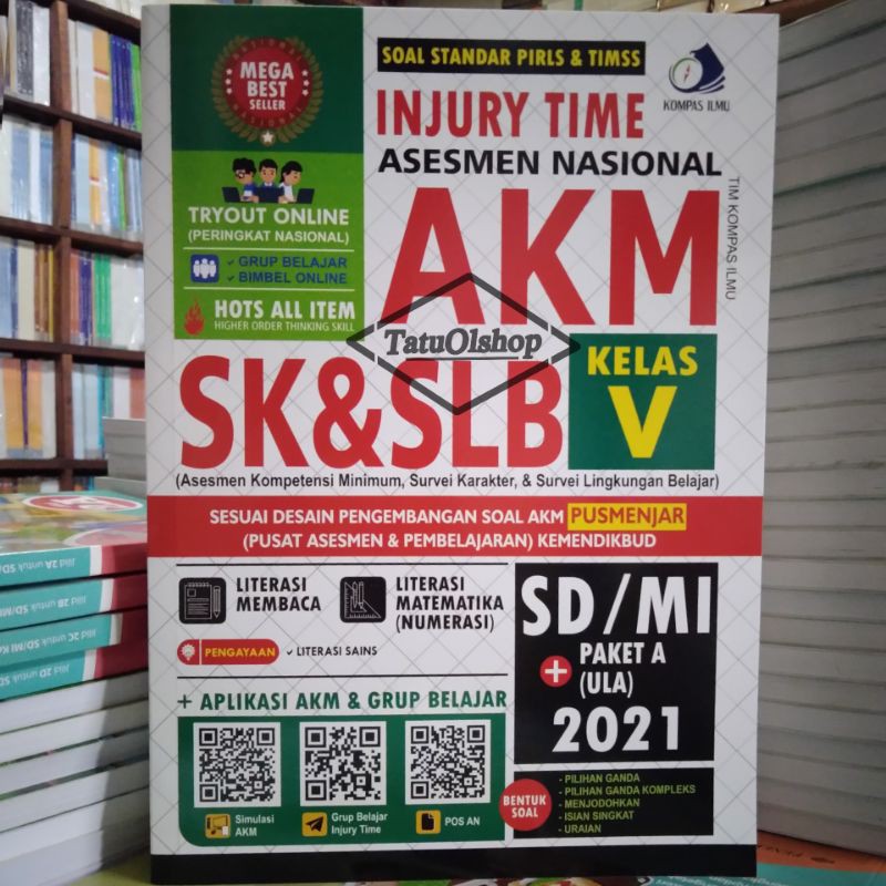 Buku Injury Time Asesmen Nasional AKM Sk Slb Kelas 5 SD MI Paket A 2021 Original Kompas Ilmu