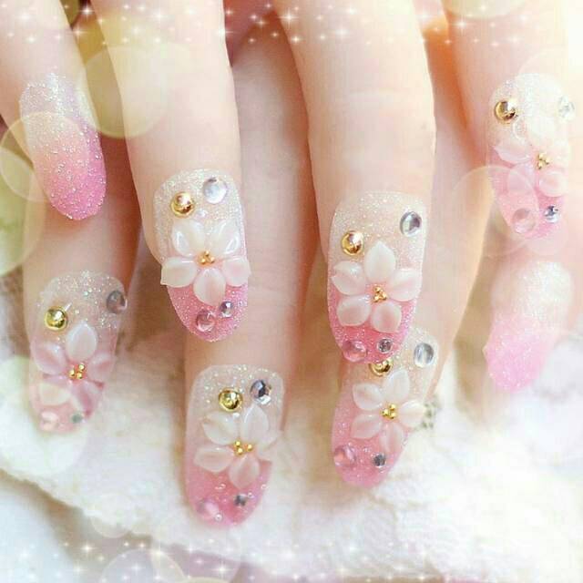 KUKU PALSU TEMPEL 3D AKSESORIS WEDDING PENGANTIN WANITA 1SET