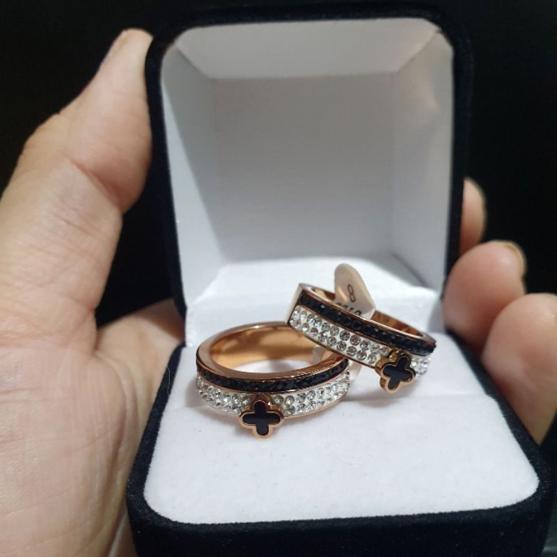 Cincin Titanium Asli Rosegold Mata Kilau Premium Quality Anti karat anti alergi Ring Stainless steel 7919