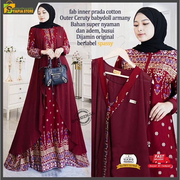 Gamis dress bangkok import maxi syar'i syari maxy premium bangkok ori motif bunga terbaru