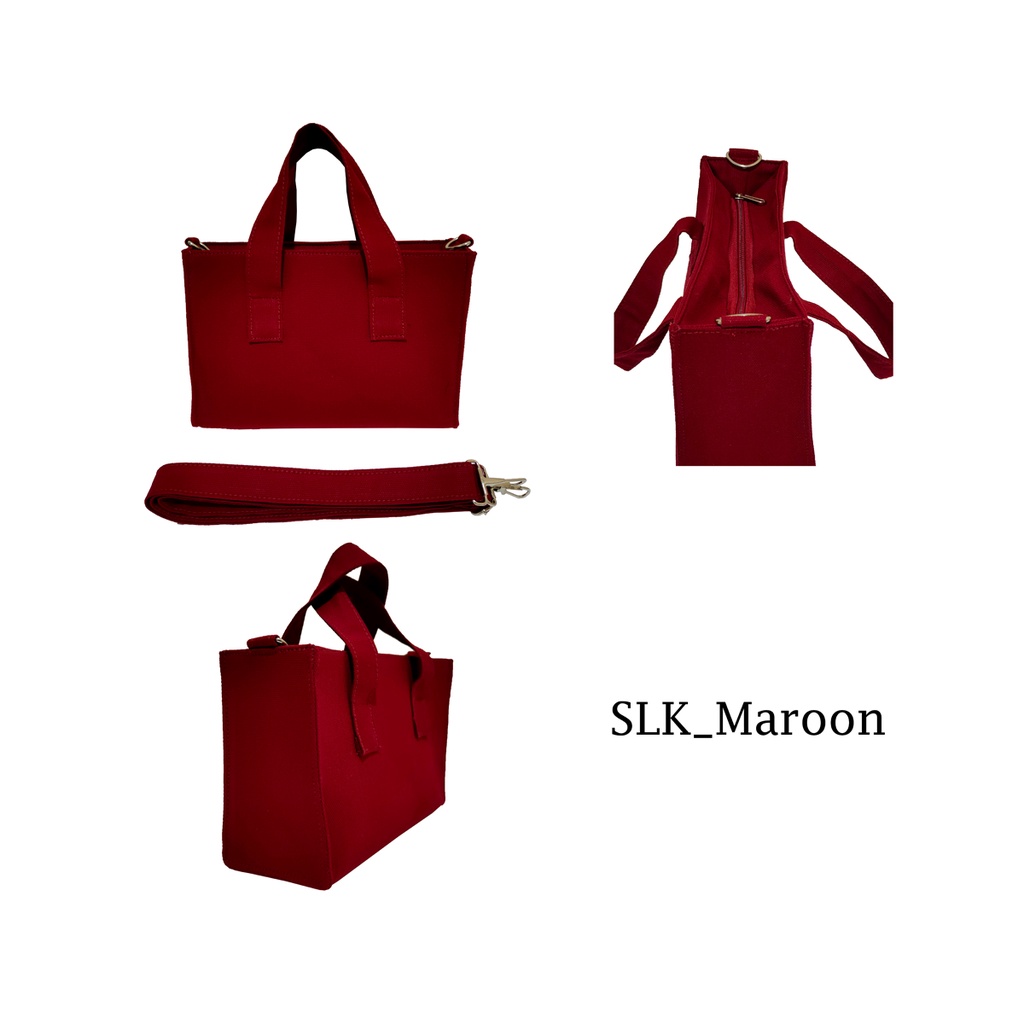 Slingbag Kanvas Wanita 22x14x9cm Sling Bag Bisa Jadi Hand Bag Motif SLK_Maroon