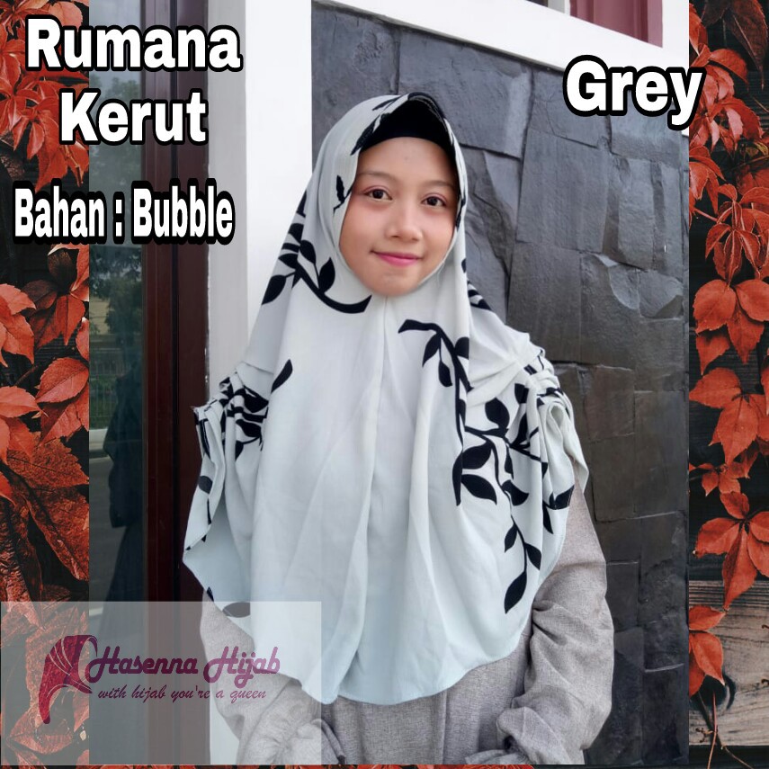 RUMANA KERUT - Jilbab Hijab Rumana Samping | Khimar Motif Belah Samping Bubble Pop
