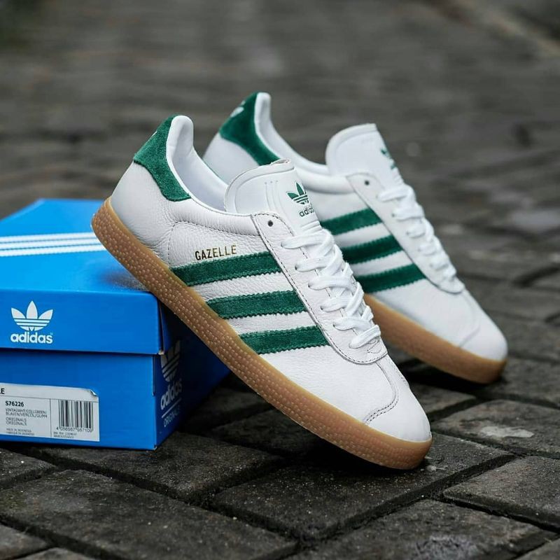 Sepatu Adidas Gazelle White Green
