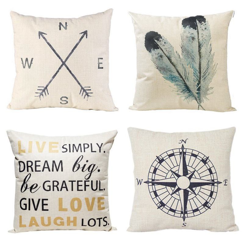 Decorative Throw Pillow Covers Set Of 4 Cotton Linen Cushion