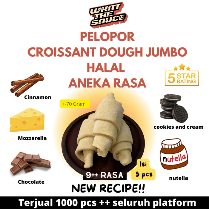 

ORIGINAL MURAH Croissant Dough Jumbo Croffle Frozen 70g Adonan Croffel Premium Butter - Mix Butter