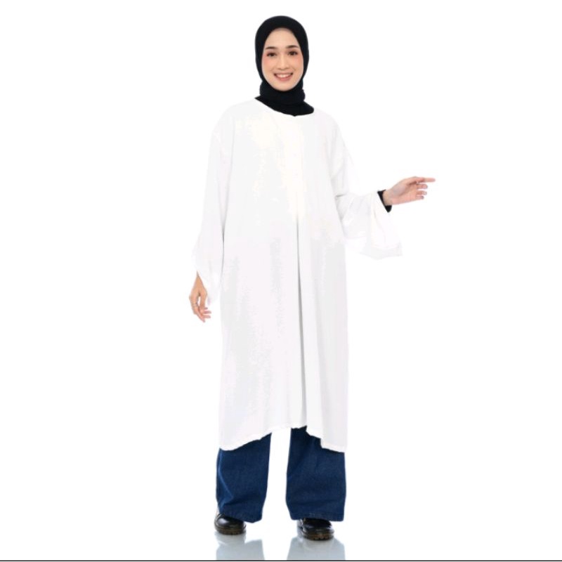 Siselyo Andin Abaya Crincle Tunic White ( Grade B )