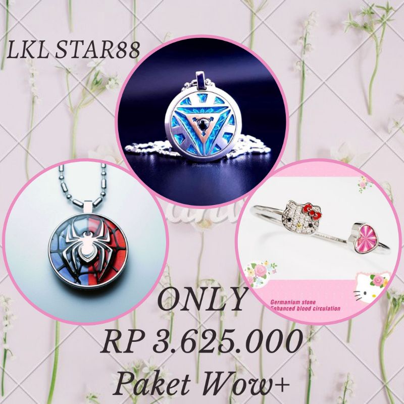 Paket Pendant IRON MAN + Pendant Spiderman + Bangle Hello Kitty ORIGINAL MCI