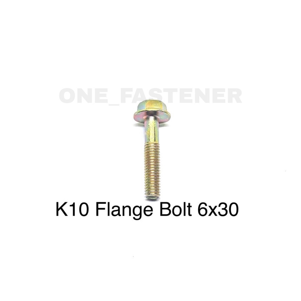 100 Pcs K10 Baut Flange Bolt M6x30 Kuning 1.0 Topi Kunci 10 6mm 3cm FBK