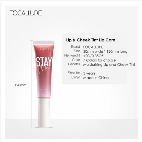 (READY &amp; ORI) Focallure Lip &amp; Cheek Tint Lip Care staymax liptint FA159 FA 159 Lip Cream Lip Matte Blush On Tahan Lama Waterproof