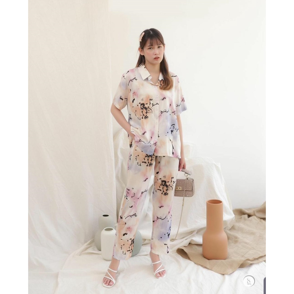 DAILY SET RAYON tiedye- HOMEY SET FIT Xl - PAJAMA SET RAYON -  PIYAMA RAYON-milea