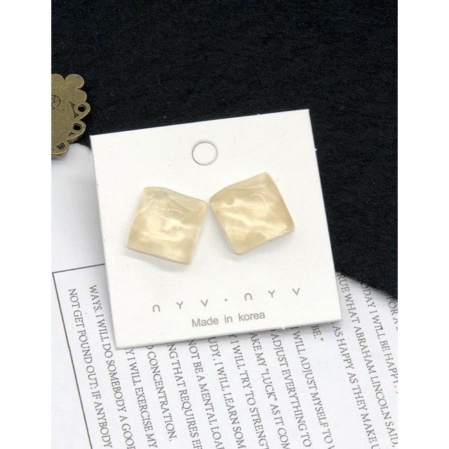 LRC Anting Tusuk Fashion  Square Irregular Water Ripple Earrings F59890