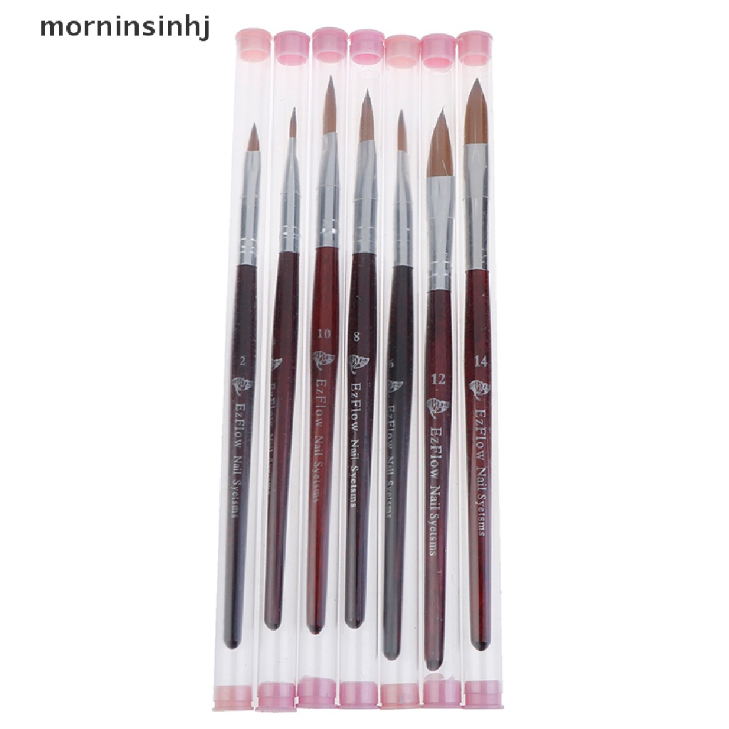 Mornin Kolinsky Brush Nail Art Akrilik Kepala Bulat 2 4 6 8 10 12 Untuk Manicure