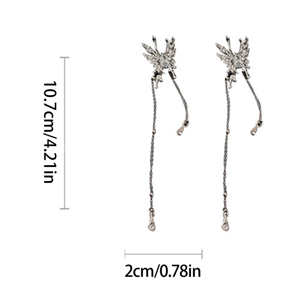 Anting Panjang Bahan Silver Needle Aksen Berlian