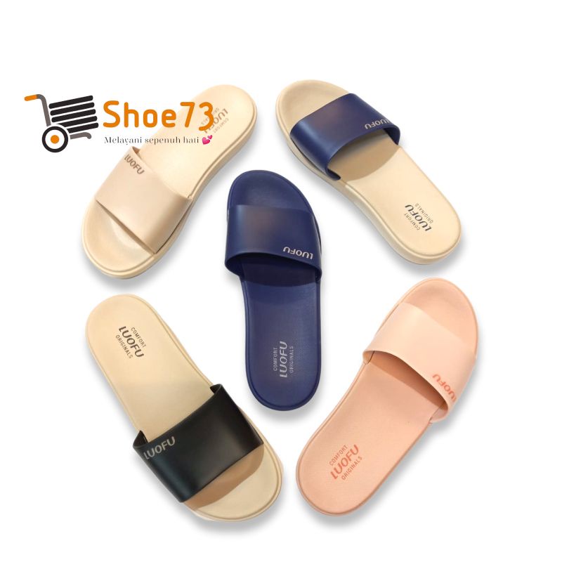 LUOFU E 7172 BW SIZE 36-40 ORIGINAL l Sandal Selop jelly wanita l Sendal kokop cewek impor