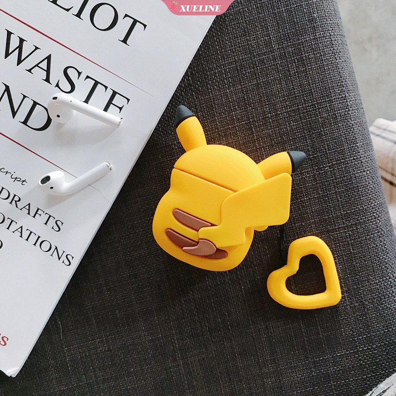 Case Pelindung Headphone Bluetooth Bahan Silikon Motif Kartun Pikachu Untuk AirPods 1 2