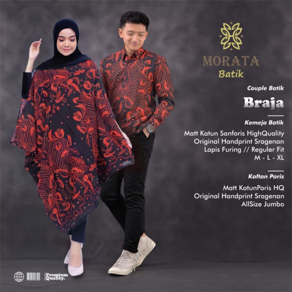 braja kemeja baju pakaian atasan gamis dres dress batik solo couple set pasangan kombinasi tunangan 