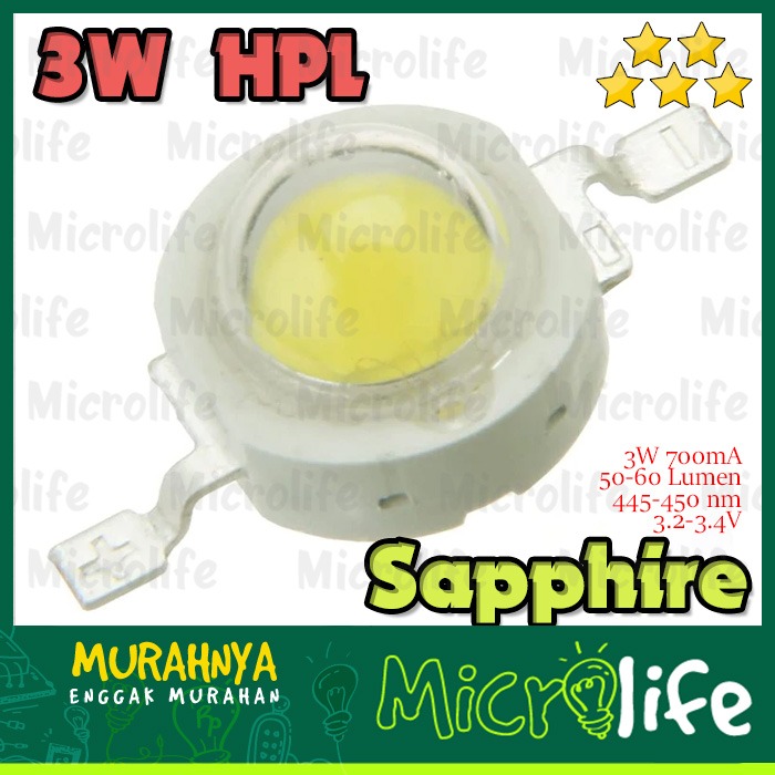 LED 3W Sapphire 3.2v 45Mil 3 Watt High Power