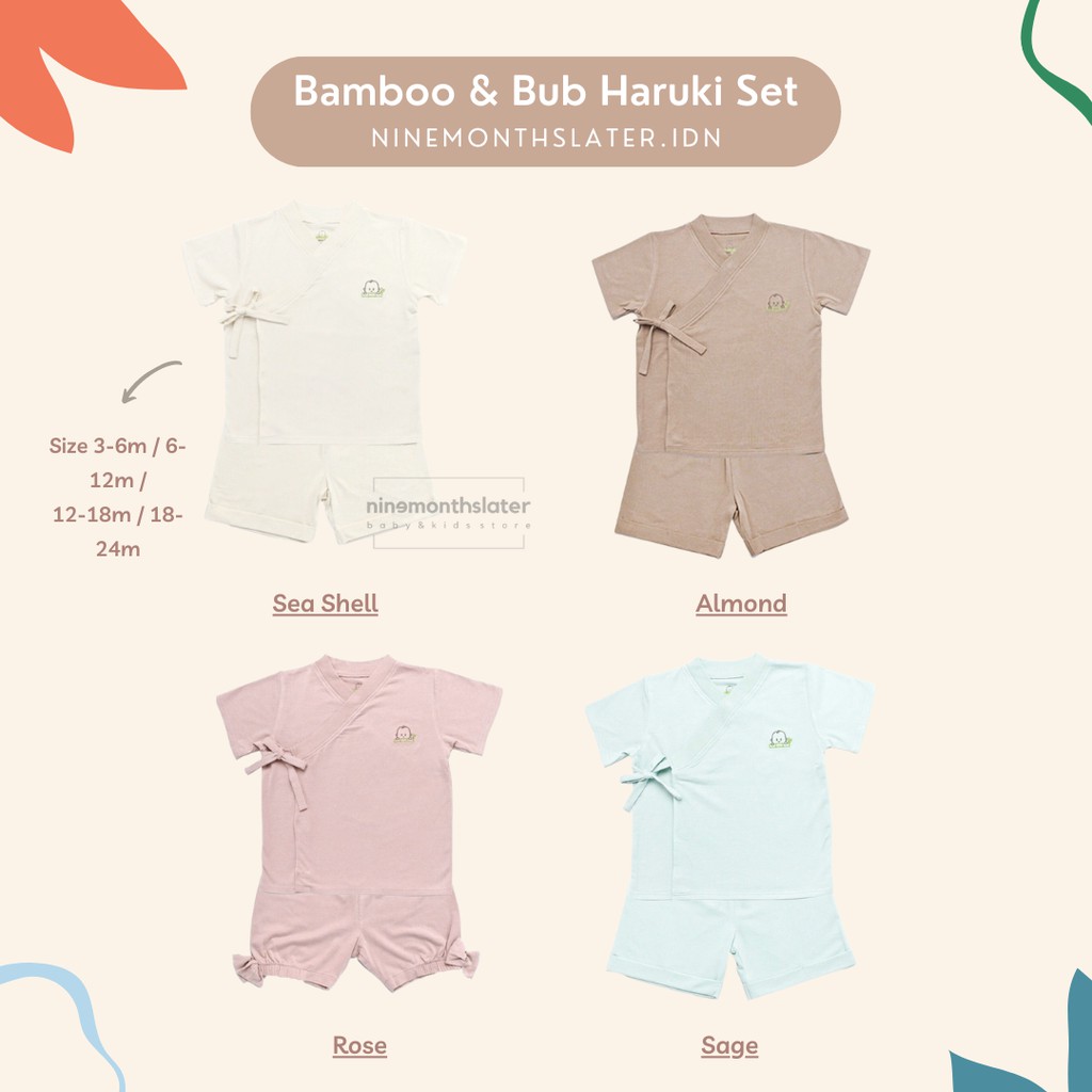 Haruki Sets Bamboo and Bub - Setelan Rumah Baju Anak Bayi Atasan Bawahan Celana Santai Kimono Bambu