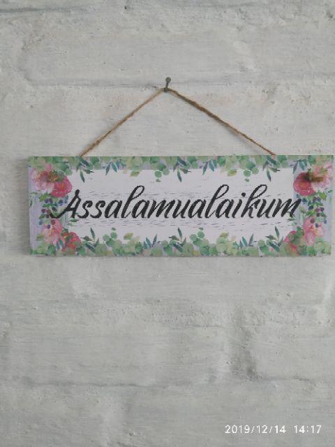 Hiasan Dinding Kaligrafi Poster Kayu 1 Set Lafaz Allah Muhammad Quotes Vintage Wall Decor 20x20cm
