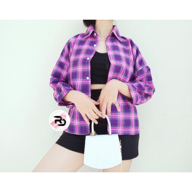 RD FASHION KEMEJA GUILEN OVERSIZE SHIRT BAHAN KATUN KOTAK YANDETH FIT L