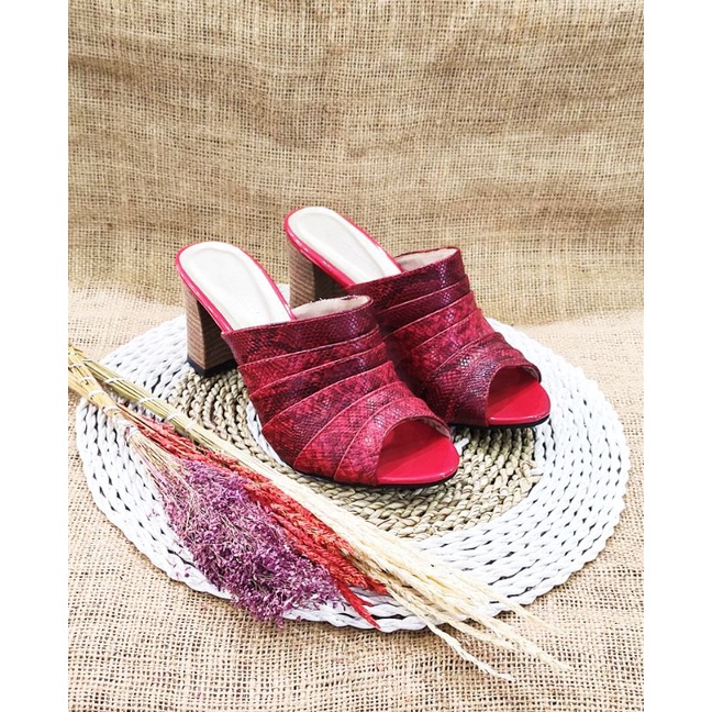 sandal wanita KULIT ULAR HEELS casual formal elegan primadona original