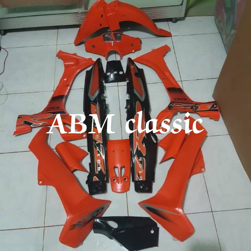 Cover body full set halus yamaha fiz r hitam orange full set body halus