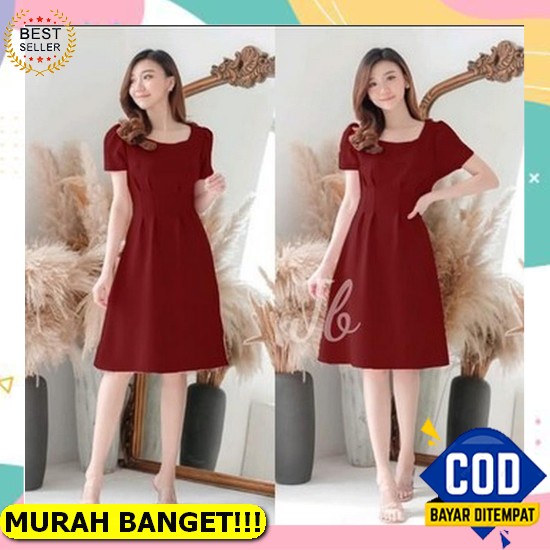 Vneck Maxi Square Dress Wanita Promo Murah Berkualitas - Gaun Loose Bahan Katun Motif Kotak Kotak Sl
