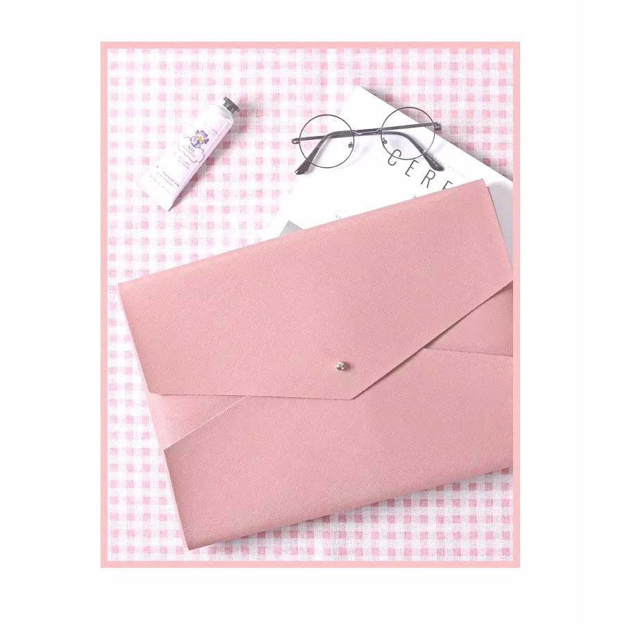 Tas Laptop Softcase Macbook Sleeve Envelope PU Leather 14 15 inch pink