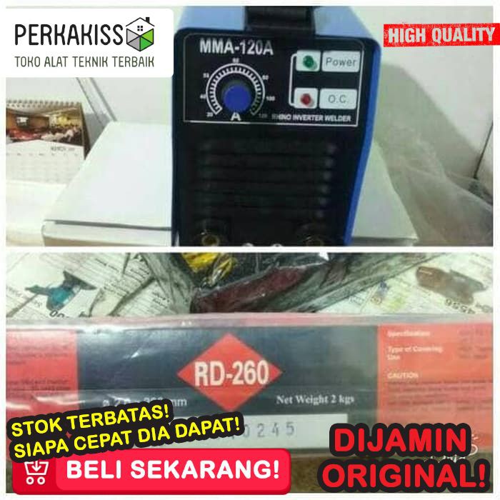 Paket Mesin Las Listrik Rhino 120 Dan Kawat Las Nikko 2 Mm K179