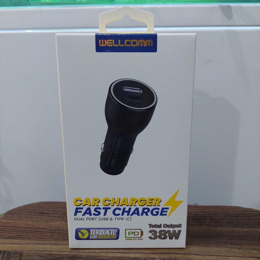 Charger mobil WELLCOMM dual port USB (USB &amp; TYPE-C) fast charger 38W