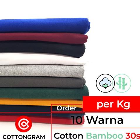 Kain Bahan Kaos Katun Bambu Kiloan 10 Warna Cotton Bamboo per Kg