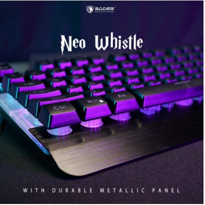 Keyboard gaming sades wired usb 2.0 104 key membrane fullsize rgb neo whistle sa-kb105