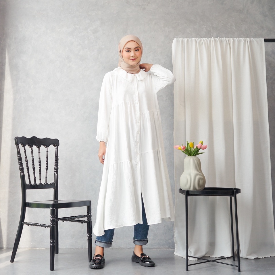 Ayesha Midi dress / Long tunik airflow crincle looklike heaven lights