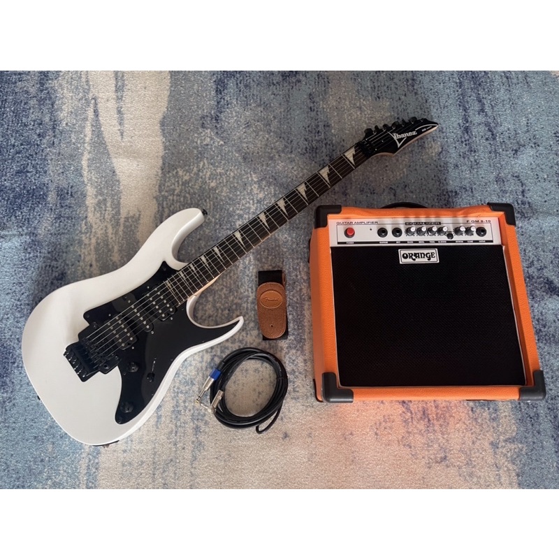 Paket Gitar Ibanez RG350 Putih Dan Ampli Orange