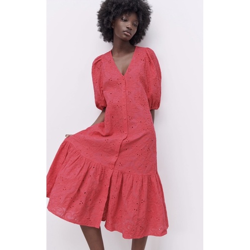 Dress with Cutwork Embroidery Zara