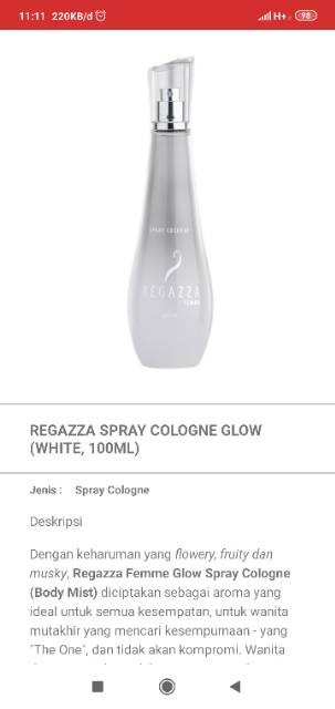 REGAZZA SPRAY COLOGNE WHITE 100ML