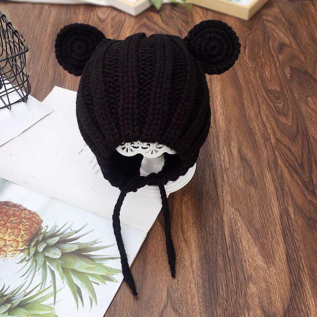 TP6-RAJUT MOUSE Topi Anak Bayi Unisex-Hitam