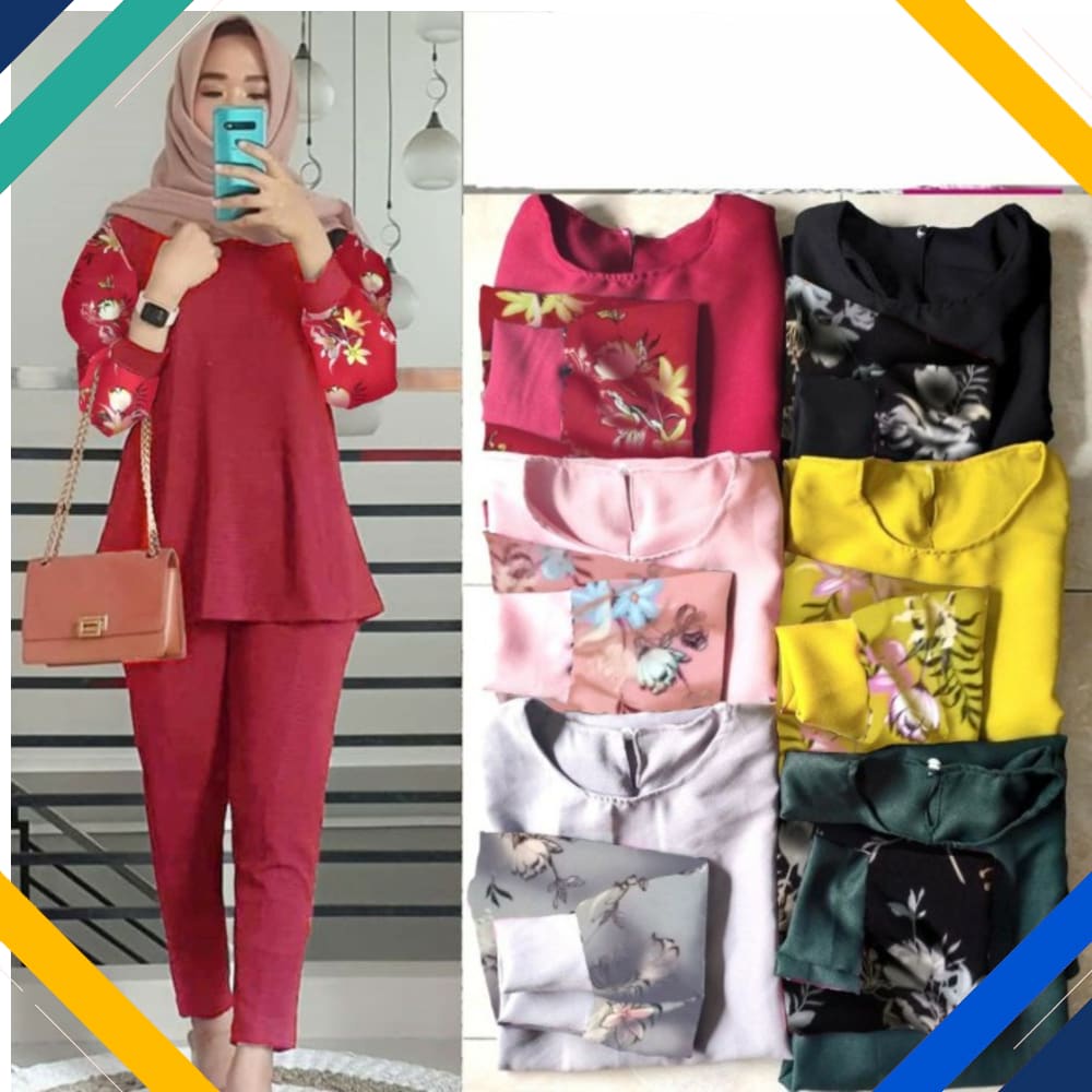 Caylin Set Maroon Kekinian Gamis 0152 Premium UBQ Baju Gamis Wanita Terbaru