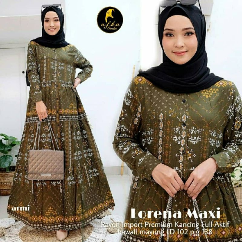 Lorena Maxi, GAMIS WANITA MUSLIM CANTIK BAHAN RAYON IMPORT PREMIUM LD 102 TERMURAH