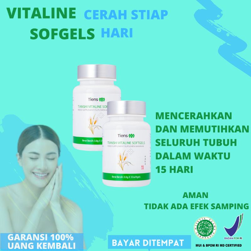 vitaline softgel kapsul pil perawatan pencerah suplemen pemutih badan kulit permanen bpom pria wanit
