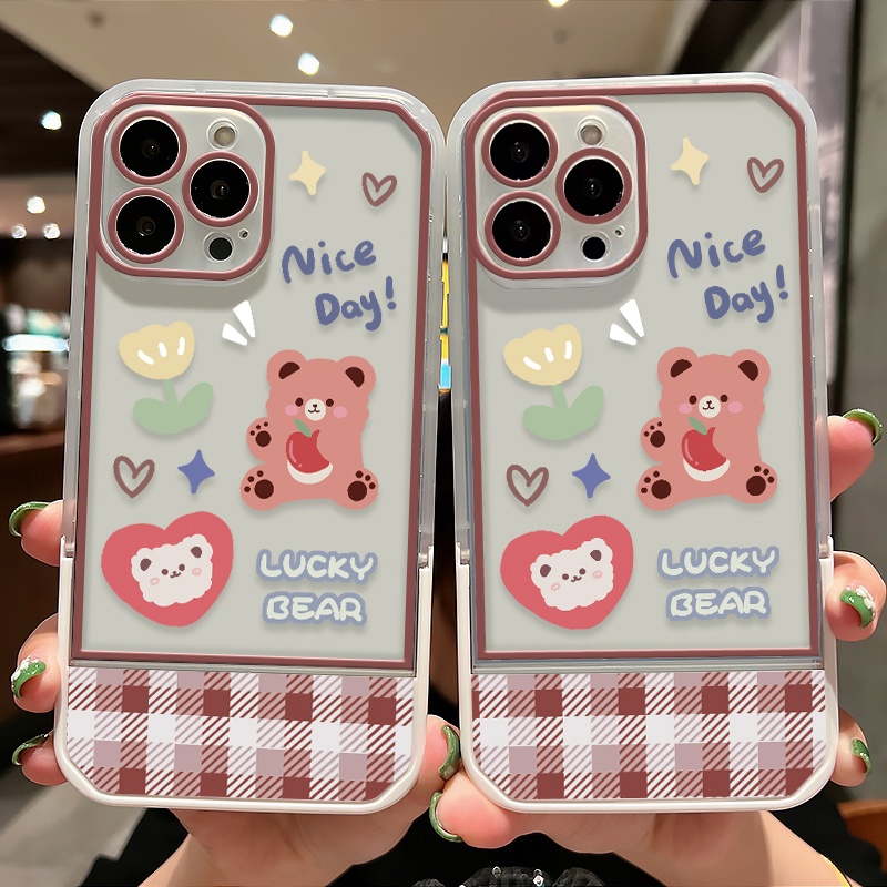 Soft Case TPU Transparan Motif Beruang Untuk IPhone 12 13 Se 2020 6 6S 7 8 Plus X XS XR 11 Pro Max