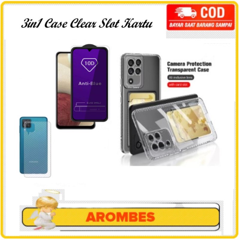 Paket Promo Paket 3in1 Soft Case Clear Bening Protect Camera+Slot Kartu Samsung a12 Samsung M12 Free
