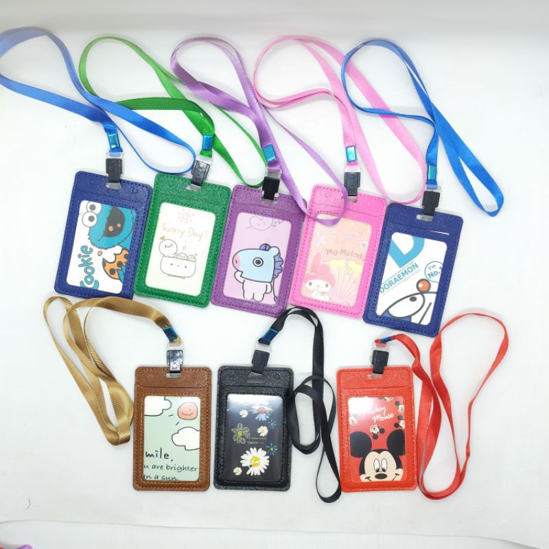 

kalung lanyard + name tag id card kulit import 2sisi e-toll e-money bus card dkk