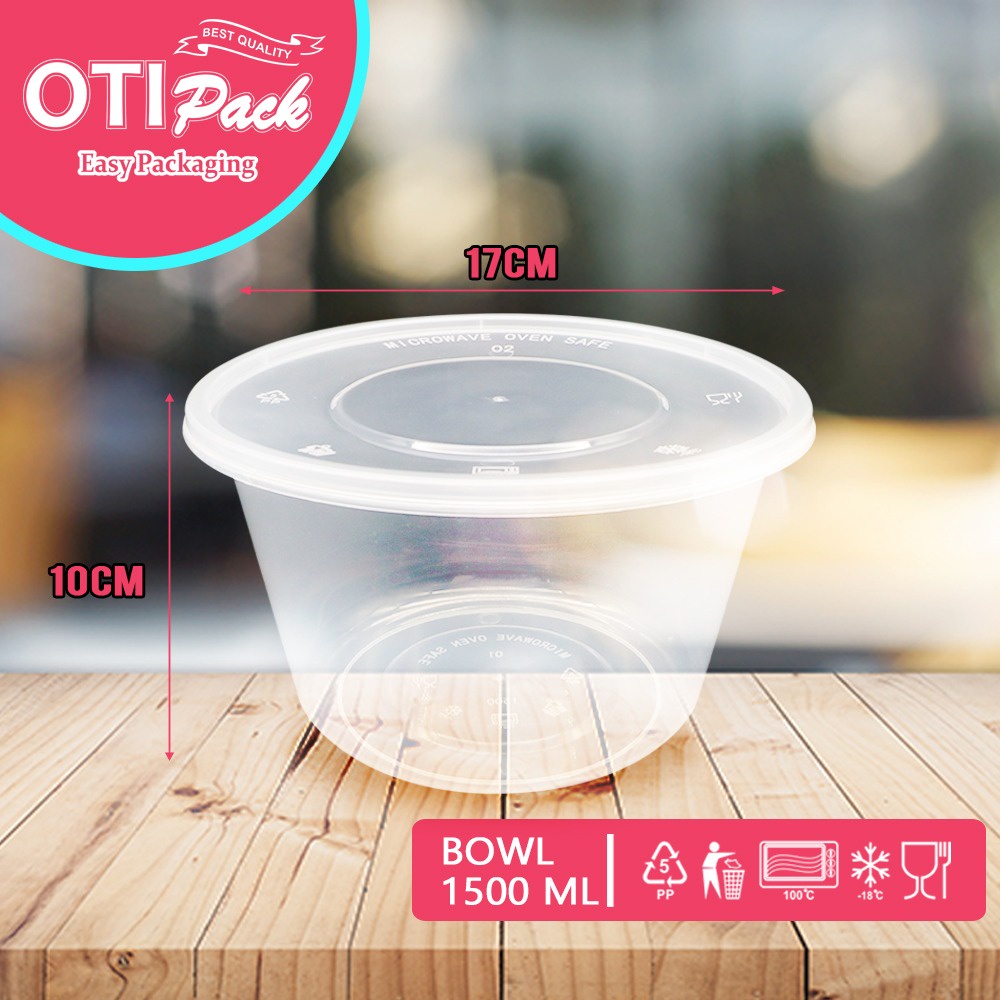 Thinwall Otipack Bowl 1500ML/ Thinwall Bulat/Mangkok OTB1500 Isi 25PC