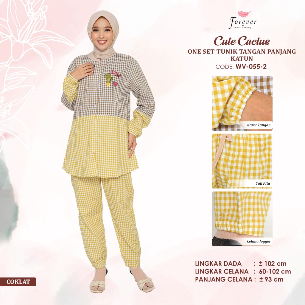Baju Tidur Wanita PP Tunik Forever Sweet Daily One Set Lengan Panjang WV-0552-2